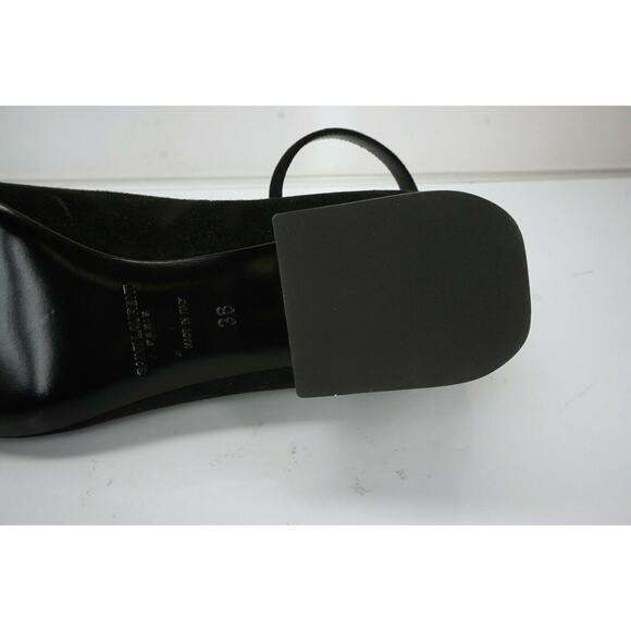 Saint Laurent Suede Babies Ankle Strap Block Heel Pump SZ 36 NIB YSL Logo $795 - Picture 6 of 11